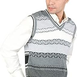 Men Woolen V-Neck Printed Design Sleeveless Pullover Heavy Rainbow Fabric Winter Wear Pure Wool Cardigan Regular Coaty Fully Warm Heavy Pullover Cardigans Free Sizes-picture-15