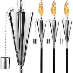 FAB BASED 4Pack Oil Torch Lamp Torch, Citronella Torches Outdoor Mosquito,Backyard Torches for Outside/Patio/Lawn/Garden/Outdoor,Silver-image-24