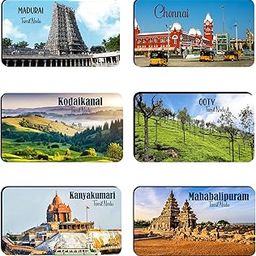 AVI Rubber Rectangular Fridge Magnets Multicolour South India Tamil Nadu Chennai Ooty Kodaikanal Madurai Design Travel Souvenir C6RFM00155-image-43