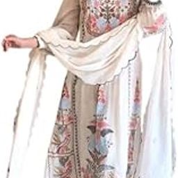 White Georgette Unstitched Suit Set - Full Embroidered Top + Santoon Bottom + Chiffon Dupatta, Trending Ethnic Dress Material-image-60