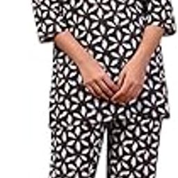 Black and White Geometric Print Cotton Night Suit Set-image-43