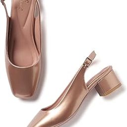 marc loire Women's Solid Block Heel Pumps with Backstrap and Buckle Closure | Formal and Comfortable Slip-Resistant Footwear for Women-picture-8