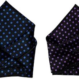 Men’s Polka Dot Pocket Square Combo – Black with Blue Dots & Black with Purple Dots Satin Handkerchiefs-image-101