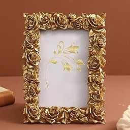 Art Street Elegant Golden Rose Design Resin Vintage Table Photo Frame, 4x6 Inch Photo, Decorative Frames Perfect for Home Decor, Unique Gift Idea, Durable, Birthday, Wedding, Return Gift - Royal Gold-image-30