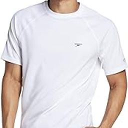 Men's Solid Short Sleeve UV Swimshirt Regular Fit, White, Large-image-62