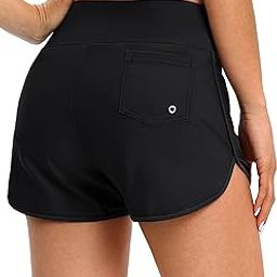 Women's Swim Shorts with Pockets High Waisted Tummy Control Board Swimsuit Bathing Shorts for Women with Liner-image-23
