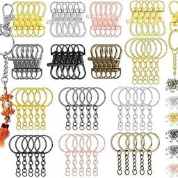 DIY Crafts 5 Sets 20 Pcs, Gold, 5 Sets 20 Pcs, Keychain Rings + Chain, Open Jump Rings & Screw Eye Pins for Crafts Charm Jewelry Makin (5 Sets 20 Pcs, Gold)-68