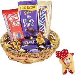 SFU E Com Premium Choco Gift Hamper | Valentine Heart Teddy Bear With Chocolate Combo | Valentine Chocolate Hamper | 286-4