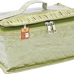 atorakushon Satin Women'S MakeUp Jewellery Organizer For Jhumka Pendant Necklace Zipper Pouches Ring Earring Tops Studs Travelling Kit With 9 Pouch Bag Case (PistaGreen)-image-10