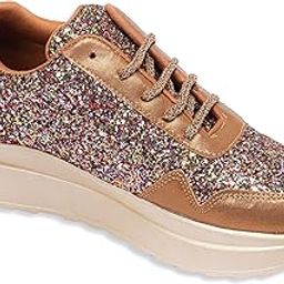 Women's Glitter Platform Sneakers, Copper with Multi-Color Sequins, Memory Foam Comfort-image-50