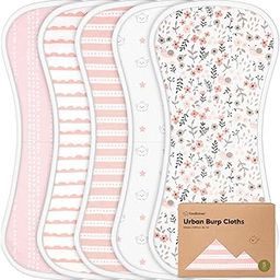 Organic Burp Cloths for Baby Boys and Girls - 5-Pack Ultra Absorbent Burping Cloth, Burp Clothes, Newborn Towel - Milk Spit Up Rags - Burpy Cloth Bib for Unisex, Boy, Girl - Burp Cloths (Sweet Charm)-picture-3