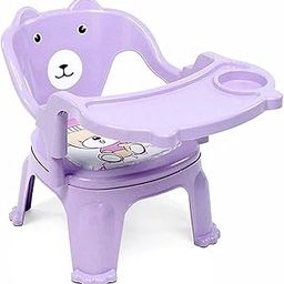Baby Bucket Baby Chair, with Tray, Strong and Durable Plastic Chair/Plastic School Study Chair/Feeding Chair/Portable High Chair for Kids Upto 35 Kgs (Purple)-24