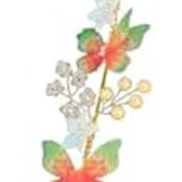 Crystal Bridal Hair Tiara, Pearl Flower Design Wedding Hair Accessory, orange butterfly hair tiara-image-82