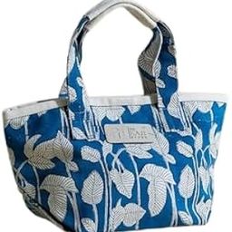 Natures Cotton Canvas Beach Bag Small Blue | Hand Block Printed | Metal Trims | Single Piece (S002)-image-2
