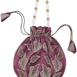 Embroidered Potli Bag for Women Potli Purse with Pearl Beaded Handle Bridal Potli for Wedding-image-33