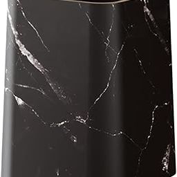 ATORSE Marble Waste Bin Reusable Paper Basket Trash Bin for Kitchen Bathroom Office Black L-picture-12