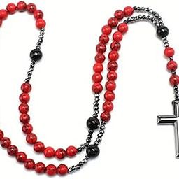 Cross Pendant Beaded Necklace for Men Women, Catholic Rosary, Prayer Beads Rosary Cross Pendant Necklace Religious Jewelry-image-7