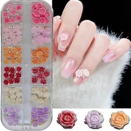 S.A.V.I 3D Rose Nail Art Decoration Set - 6 Colors with Pearls & Metal Beads | 2 Sizes Floral Nail Accessories for DIY Nail Art, Manicure, & Salon Use | Premium Nail Embellishments for Women (1 Big Box)-image-33