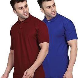 Men's Combo Polo Neck Cotton Blend Solid T-Shirt (Pack of 2)-image-23