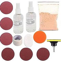 Diy Crafts for Window Repair Abrasive Discs Polish Pad Felt Windscreen Glass, 500 Grm Cerium Oxide, 3" Glass Polishing Scratch Remover Kit-picture-1