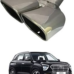 Oshotto Stainless Steel SS-016 Dual Pipe Car Exhaust Muffler Silencer Cover Compatible with Hyundai Creta 2020-2023 (Chrome)-image-33