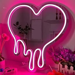 VNDRA® Anime Kit Neon Sign Mirror, 15.7 13.4 inches, for Bedroom Wall Decorate, Dresser, Makeup Mirror, Living Room, Kid Room, Neon Light up Acrylic Mirror with Valentine's Day Gift (Pink)-image-45