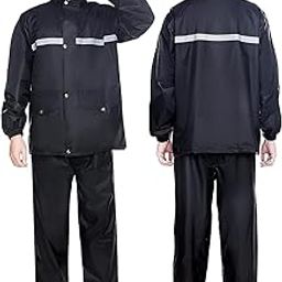 Pivalo Reusable 100% Air & Waterproof Unisex Raincoat Imported Seam Sealed Snow Suit Windcheater Rain Jacket Transparent Face Shield & Detachable Hood for Bikers Hiking Traveling (Size-XL, Black)-image-96