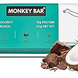 MONKEY BAR - Coconut Crunch Protein Bar - 8 Bars, 50g each, 10g Protein, Just 7 Natural Ingredients, 100% Pure Coco Chocolaty, High Protein Energy Bar, No Added Sugar-picture-14