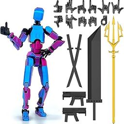NHCDFA Action Figure, Stick Titans, Stick Titan Portable and Easy to Use Model Toy Very High Degree of Freedom Multi Articular Mobile Robot Doll Desktop Decoration (Blue and Purple)-image-67