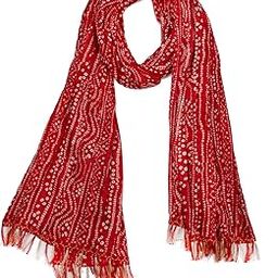 Bandhani and Laheriya Print Dupatta - Traditional Art Silk Dupattas for Women-picture-29