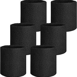 Verceys Unisex Sports Wrist Sweatbands Hand Wrap Tennis Badminton Band (Black) -Pack of 6-image-51