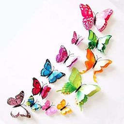 iDream 12pcs 3D PVC Magnet Butterflies DIY Wall Stickers for Home Decoration, Removable, Waterproof, Colorful, Ideal for Living Room, Bedroom, Office and Party Decor (Double Layer Multicolour)-image-48