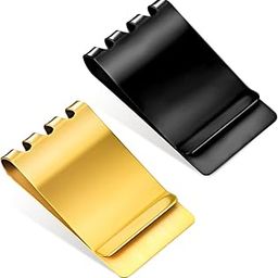 Money Clip Pack of 2 Stainless Iron Cash Clips Gold Metal Clips Soot Black Men's Money Clips Large Capacity Money Holder for Cash Pocket Cash Wallet for Money Credit Card Travel Accessory-47