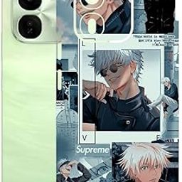 AtOdds Mobile Skin Sticker Wrap | Compatible for VIVO IQOO Z9X (5G) | Scratchproof Matte Finish | Full Coverage for All Sides & Camera Protection (Gojo-Saturo)-image-88