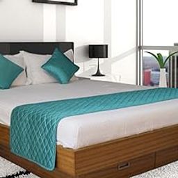 Vissage Polyester 200TC Bed Runner with Cushion Covers, Double, Turquoise Blue-image-15
