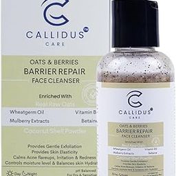 Callidus Care Oats & Berries Barrier Repair Face Cleanser with Raw Oats, Wheatgerm Oil, Vitamin B3 & Coconut Shell Powder | Exfoliates, Hydrates, Brightens | For Dry, Sensitive Skin | 100ml-image-67