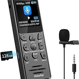 144GB Digital Voice Recorder with Playback, 1536Kbps Volorific Audio Recorder for Interview Meeting, Voice Activated Recorder with Noise Reduction, MP3 Stereo Player,-0