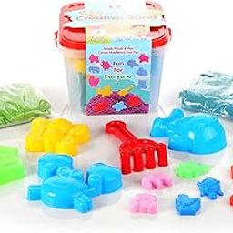 Chanak 1kg Creative Sand Box For Kids, Sand Kit With 5 Large Moulds & 8 Small Moulds, Non-Toxic And Stain Free Sand For Kids For Indoor And Outdoor Kid Activity, Suitable For Kids Above 3 Years, BIS Approved (1KG Sand)-picture-14