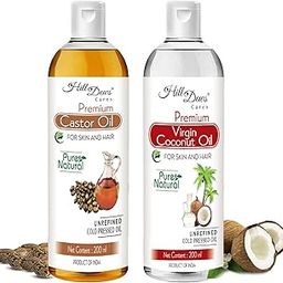 HillDews Castor oil (200 ml) and Virgin Coconut oil (VCO)(200 ml) Combo - Cold Pressed - Moisturizes the Skin and Promotes soft and Shiny Hair (200 ml + 200 ml)-image-53