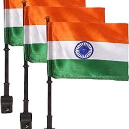 Flag Indian Tricolor Flag for Bikes and Activa - National Roto Flag for Vehicles with Stand - Pack of 3 Flags-image-17