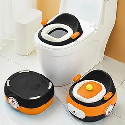 StarAndDaisy Potty Seat/Chair for Kids 1-5 Years / 3-In-1 Baby Toilet Training Seat with Anti-Skip Pads, Removable Potty Pot, Potty Training Seat for Baby & Kids (Orange-Black)-image-71