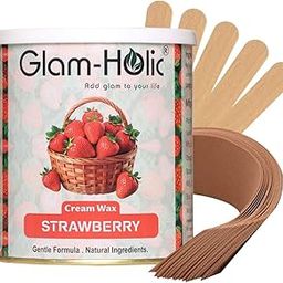 GLAM-Holic Strawberry Cream wax (800gm) For Face, Eyebrow, upper Lips, Arms, chest, lags, Bikini line and Full Body Wax Cream With 36 wax Strips-image-69