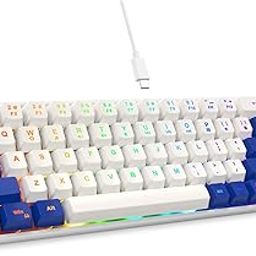 GEODMAER 65% Gaming Keyboard, Wired Backlit Mini Keyboard, Ultra-Compact Anti-Ghosting No-Conflict 68 Keys Membrane Gaming Wired Keyboard for PC Laptop Mac Gamer (White-Blue)-image-26