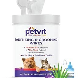 Cleansing & Grooming Wipes for Dog and Cat Enriched with Vitamin B5 and Aloe Vera, 50 Wipes Piece-image-75