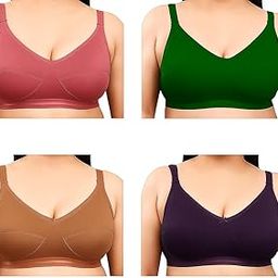 Special Plus Size Non Padded Big Cup Full Coverage Everyday Bra (Pack of 4)-34C (Underbust Size : 32 in, Overbust Size: 35 in) Multicolour-image-1