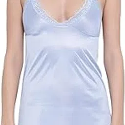 clovia Women's Satin Solid Knee Length Babydoll-picture-43