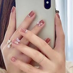Acrylic Press-On Nails Set with Handmade Gel Polish Patterns and Decorations for Salon-Quality Manicure at Home (Aurora Bow)-40