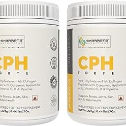 Sharrets CPH FORTE 200g x 2 : Fish Collagen Supplement for Skin, Bones, and Joints with Curcumin, Piperine, Hyaluronic Acid, Vitamin C & D-0