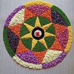 StromX Super Soft Microfiber Traditional Modern Round Rangoli Door Mat for Home, Temple, Living Room, Kitchen, Door Entrance (24 x 24 Inch, Floral), Design Mat001, Multicolor-image-100