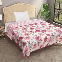 Reversible Microfiber Dohar Single Bed, Lightweight AC Blanket for Summer for Cozy Sleep and Ultimate Comfort (58x86 inches, Bloom Blush)-image-2